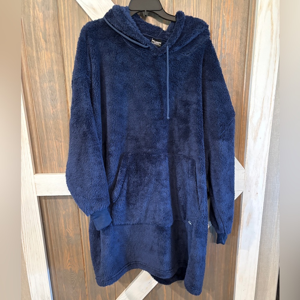 Billabong Oversized Sleep Hoodie Blue Fleece Unisex Mens One Size NEW